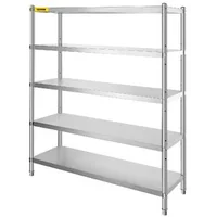 Стелаж-от-неръждаема-стомана-5-нива-180x45x180-см-регулируеми-рафтове-150-кг-на-ниво-до-748-кг-общо