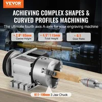 Делителна-глава-с-патронник-K11-100-мм-с-3-челюсти-4-та-ос-за-CNC-фреза-Nema23-степер-мотор-предавка-6-1-задна-опора-MT2