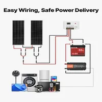 Соларна-система-200W-12V-2-бр-монокристални-панела-100W-LiFePO4-батерия-12-8V-50Ah-контролер-40A-инвертор-800W