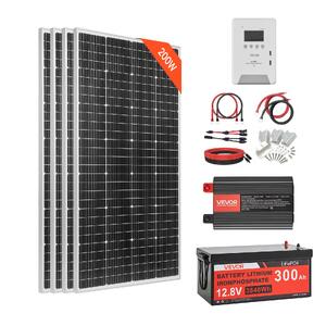 Соларна-система-800W-12V-4-бр-монокристални-панела-200W-LiFePO4-батерия-12-8V-300Ah-MPPT-контролер-60A-инвертор-2000W