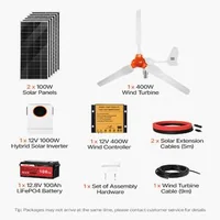 Хибридна-соларно-вятърна-система-600W-12V-2-бр-панела-100W-вятърна-турбина-400W-батерия-LiFePO4-100Ah-инвертор-1000W