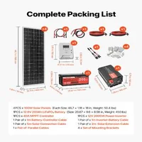Соларна-система-400W-12V-4-бр-монокристални-панела-100W-LiFePO4-батерия-12-8V-200Ah-MPPT-контролер-40A-инвертор-2000W