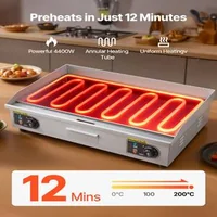 Професионална-електрическа-скара-725x400-мм-4400W-гладка-плоча-регулируема-температура-50-300-C-неръждаема-стомана