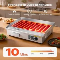 Професионална-електрическа-скара-535x300-мм-3200W-гладка-плоча-регулируема-температура-50-300-C-неръждаема-стомана