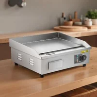 Професионална-електрическа-скара-535x300-мм-3200W-гладка-плоча-регулируема-температура-50-300-C-неръждаема-стомана