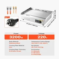Професионална-електрическа-скара-535x300-мм-3200W-гладка-плоча-регулируема-температура-50-300-C-неръждаема-стомана
