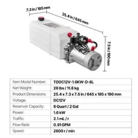 Хидравлична-помпена-станция-7-6-л-едностранно-действие-DC-12V-1-6-kW-22-MPa-3-4-л-мин