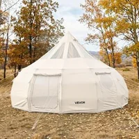 Платнена-бел-палатка-юрта-5-м-диаметър-4-сезона-за-10-12-души-комин-за-печка-поли-памук-дъждобран