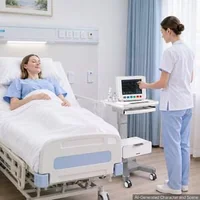 Медицинска-количка-с-електрическо-повдигане-товароносимост-30-кг-регулируема-височина-820-940-мм-метална-рама-въртящи-колела-360