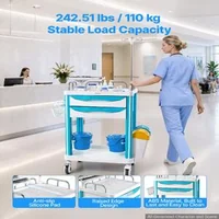 Медицинска-количка-с-2-чекмеджета-товар-до-110-кг-фиксирана-височина-1650-мм-360-заключващи-се-колела-рафт-за-дефибрилатор