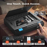 Биометричен-сейф-за-къси-оръжия-с-Bluetooth-за-2-оръжия-и-2-пълнителя-4-начина-за-достъп-стомана-Q235-осветление-черен